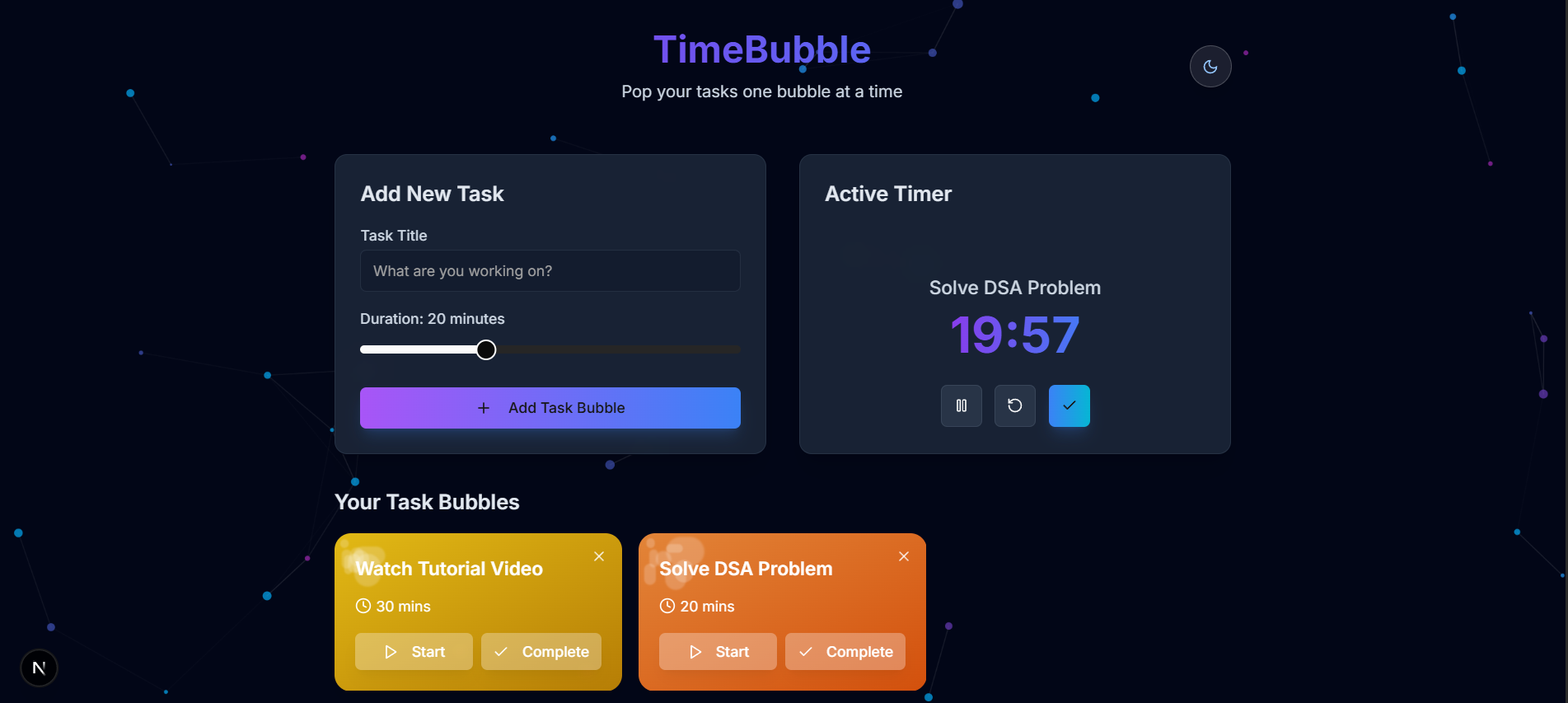 timebubble-Webpage